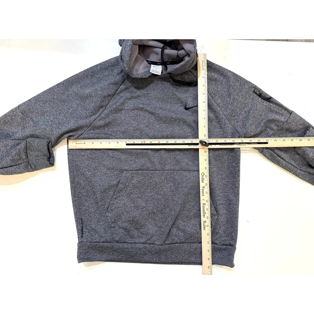 Nike Y2K Hoodie Mens Medium Gray Therma-FIT‎ Pullover Fleece Sweatshirt Zip